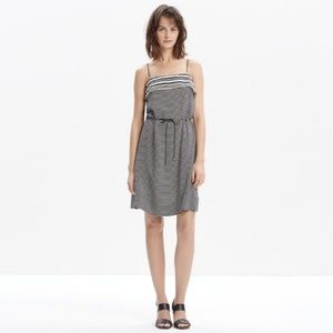 EUC Madewell Silk Striped Tie-Waist Dress